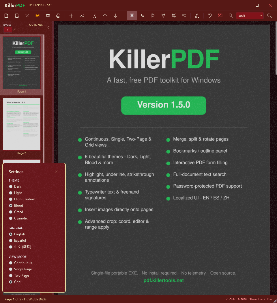 KillerPDF Blood theme