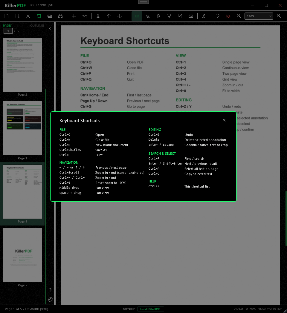 KillerPDF High Contrast theme