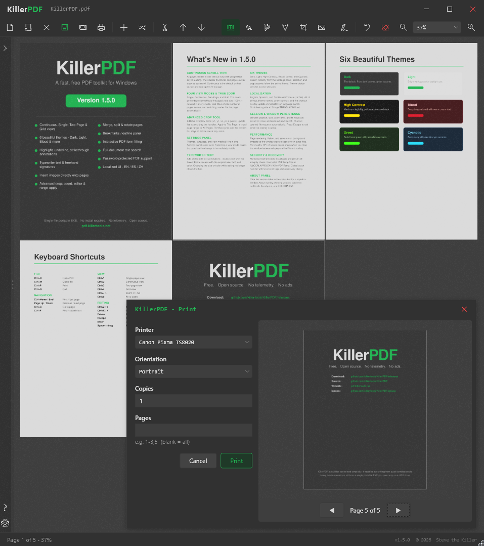 KillerPDF Dark theme